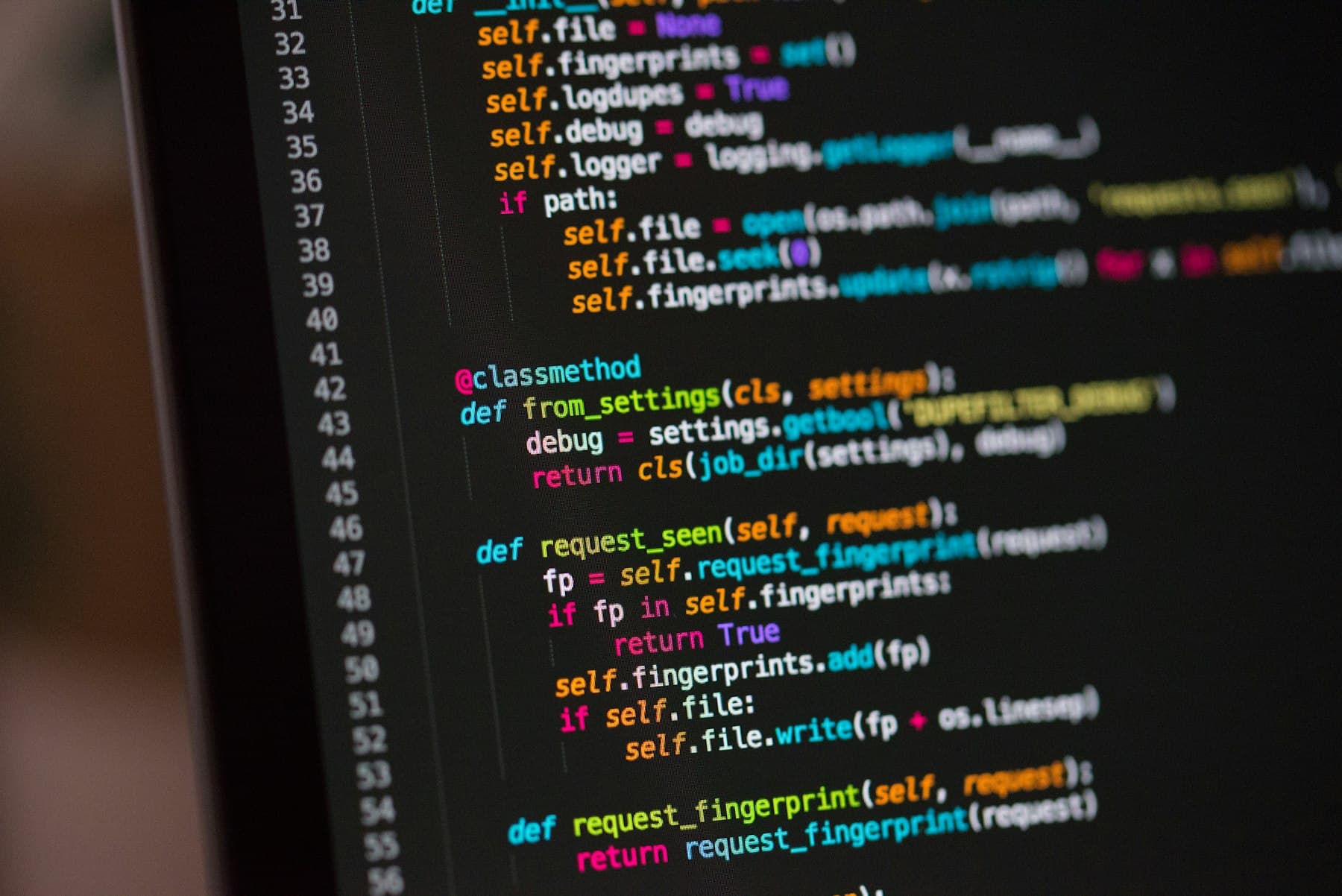 Python code on a dark screen